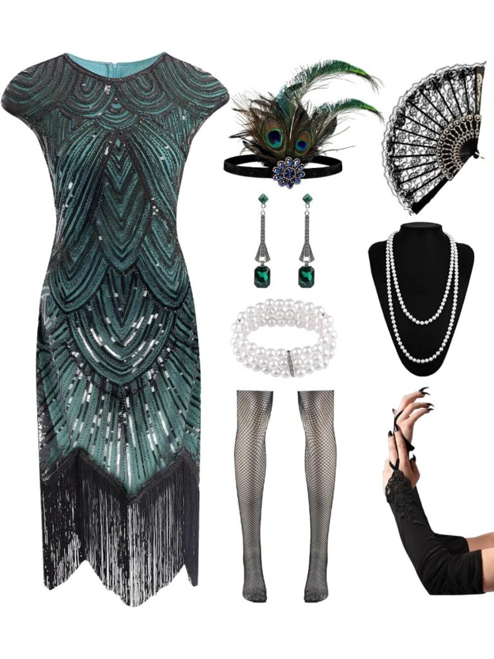 1920s Flapper Dress with Sequin Fringe | Roaring 20s Vintage Costume
